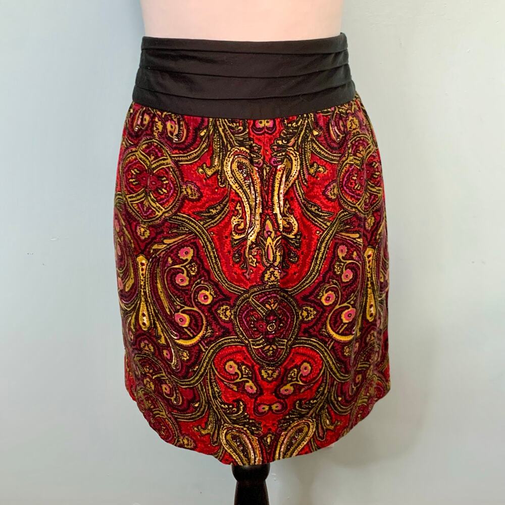 NWOT Anthropologie Cidra Paisley Corduroy Skirt Size 2